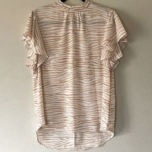 NWOT! Cream and Tan, Apt. 9, Short-Sleeve Blouse. Size Large. - Picture 1 of 3